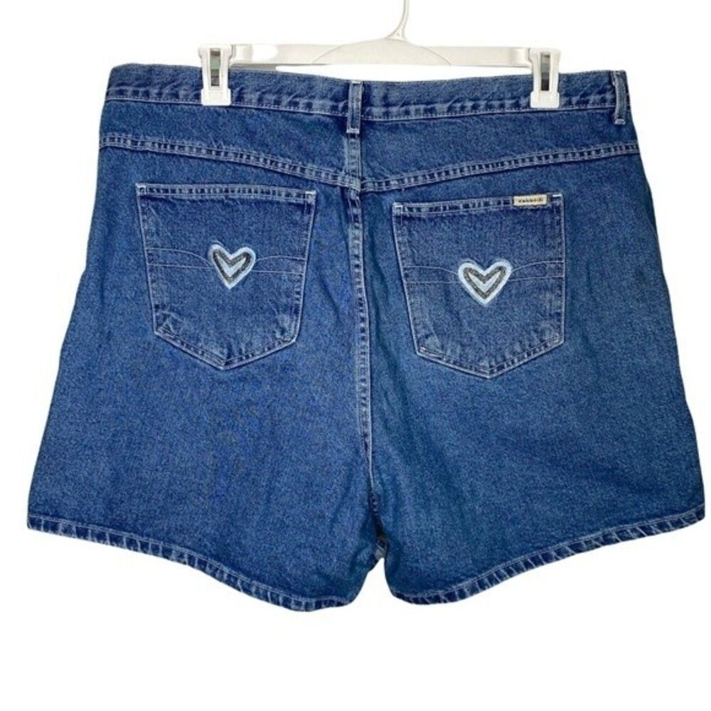 Vintage 90s 1990s 2000s y2k high waist jeans denim shorts 24 heart rhinestone